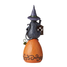Load image into Gallery viewer, Black Cat/Lited Pumpkin Statue