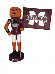Mississippi State Mascot with Flag nutcracker