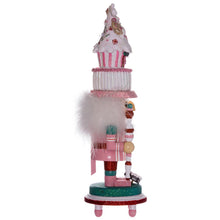 Load image into Gallery viewer, 15&quot; Battery-Operated LED Lighted Pink Candy House Hat Nutcracker
