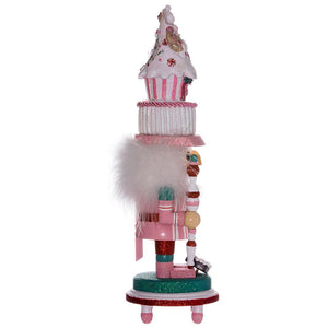 15" Battery-Operated LED Lighted Pink Candy House Hat Nutcracker