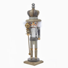 Load image into Gallery viewer, 18&quot; Platinum and Gold Nutcracker with Swarovski Stones
