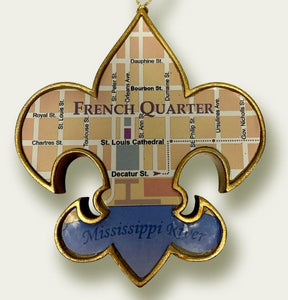 FLEUR DE LIS FRENCH QUARTER MAP ORNAMENT