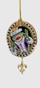 Katherine's Collection Mardi gras Frog in Frame Ornament