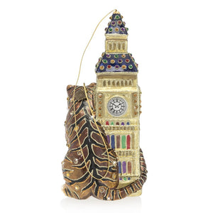 Jay Strongwater Big Ben with Tiger Glass Ornament