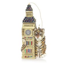 Load image into Gallery viewer, Jay Strongwater Big Ben with Tiger Glass Ornament
