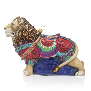 Jay Strongwater Carousel Lion Glass Ornament