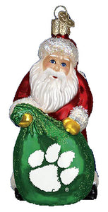 Clemson Santa glass Ornament