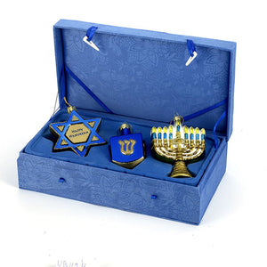 Hanukkah Boxed Glass Ornaments, 3-Piece Box Set