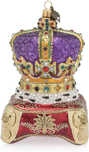 Jay Strongwater Queen's Crown Glass Ornament