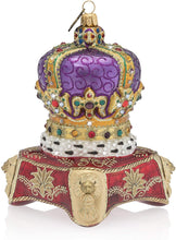 Load image into Gallery viewer, Jay Strongwater Queen&#39;s Crown Glass Ornament
