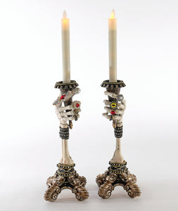 Katherine's Collection Skeleton Hand Candlesticks Set