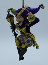 Load image into Gallery viewer, Katherine&#39;s Collection Mardi Gras Jester with Lamppost Ornament
