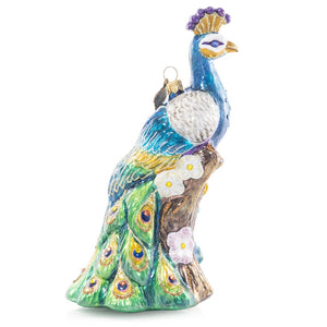 Jay Strongwater Peacock Glass Ornament