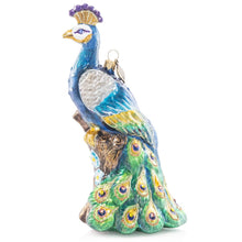 Load image into Gallery viewer, Jay Strongwater Peacock Glass Ornament

