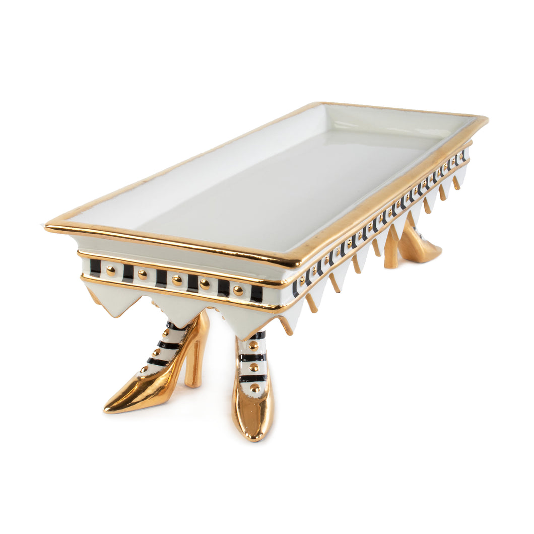 Patience Brewster High Heel Shoe Serving Tray - Ivory & Gold