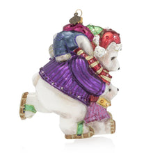 Load image into Gallery viewer, Jay Strongwater Mother and Baby Skating Polar Bears Glass Ornament
