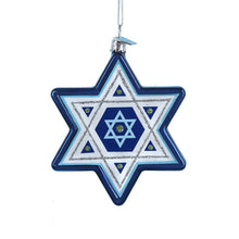 Load image into Gallery viewer, Star of David Hanukkah Glass Ornament
