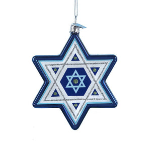 Star of David Hanukkah Glass Ornament