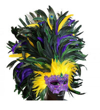 Load image into Gallery viewer, Masquerade Mardi Gras venetian party mask with feather
