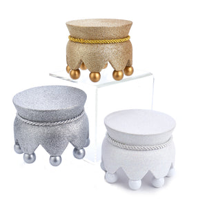 5" Gold, Silver and White Glittered Nutcracker Bases, 3 Assorted