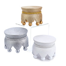 Load image into Gallery viewer, 5&quot; Gold, Silver and White Glittered Nutcracker Bases, 3 Assorted
