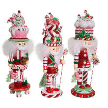 Load image into Gallery viewer, 18&quot; Candy and Cake Hat Nutcrackers, 3 Assorted

